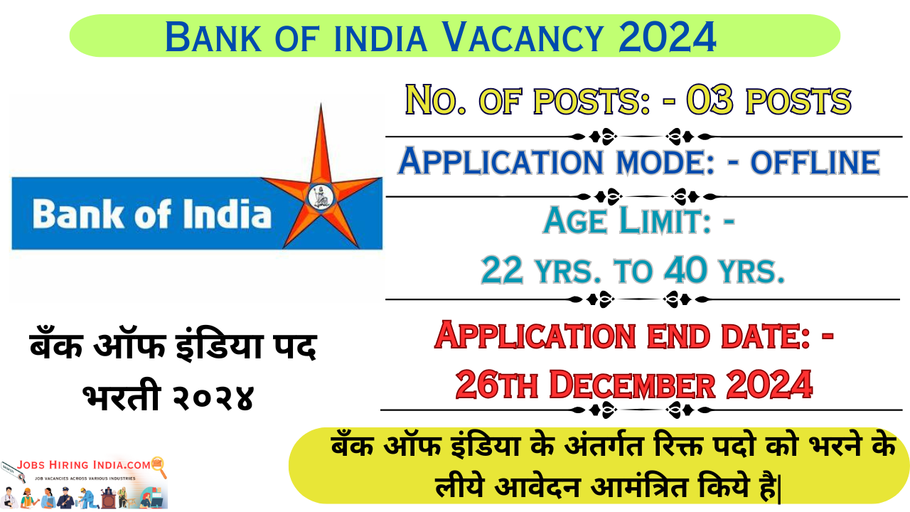 Bank of India Vacancy 2024