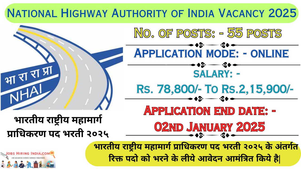 National Highway Authority of India Vacancy 2025