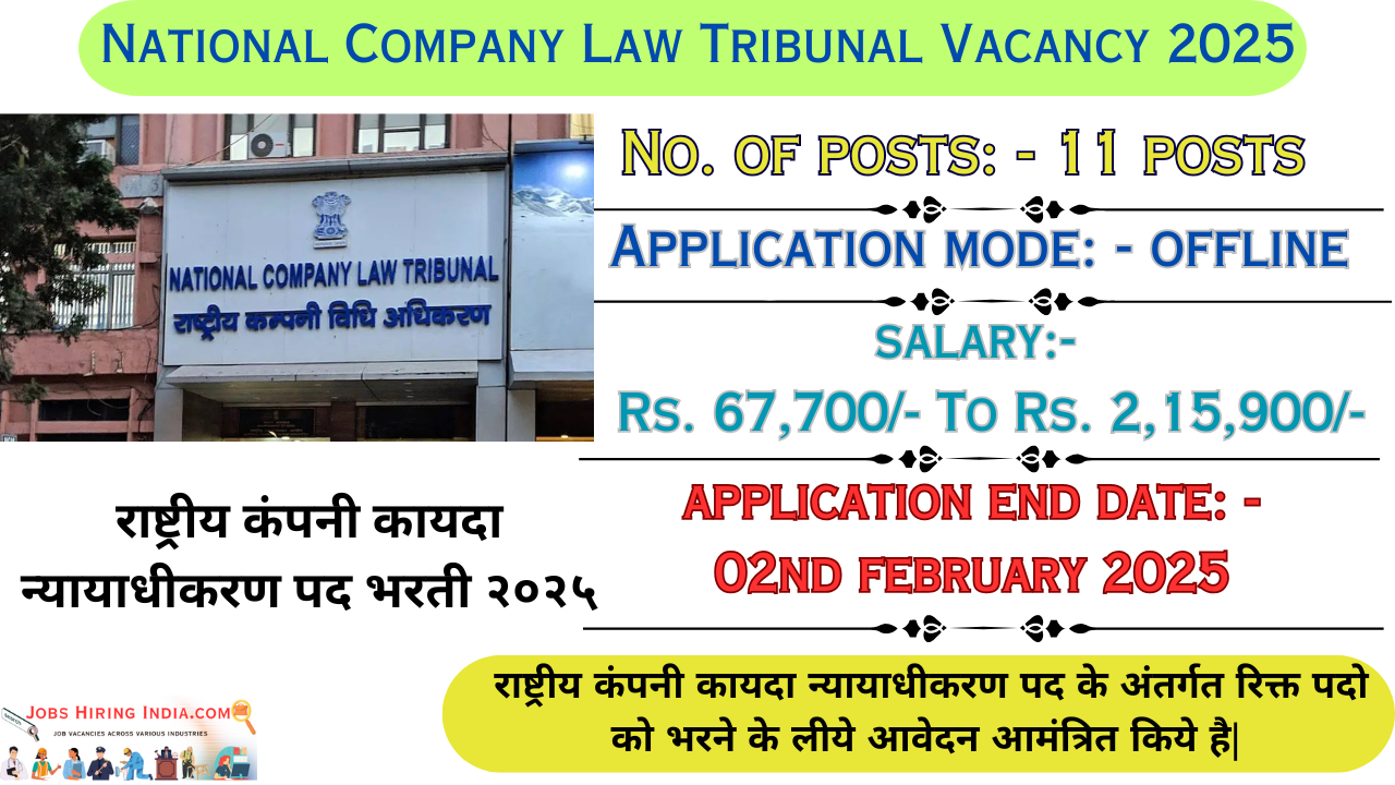 National Company Law Tribunal Vacancy 2025