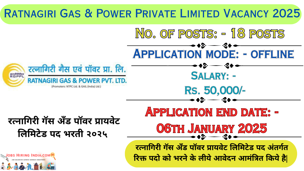 Ratnagiri Gas & Power Private Limited Vacancy 2025