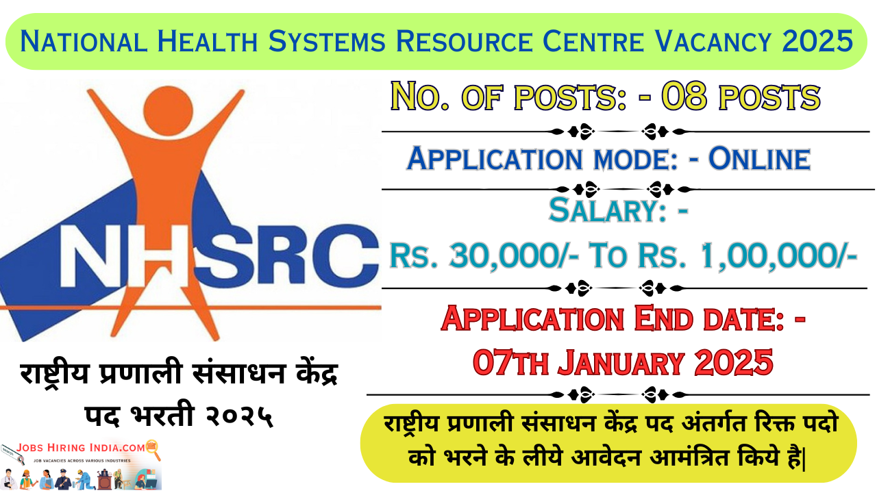 National Health Systems Resource Centre Vacancy 2025