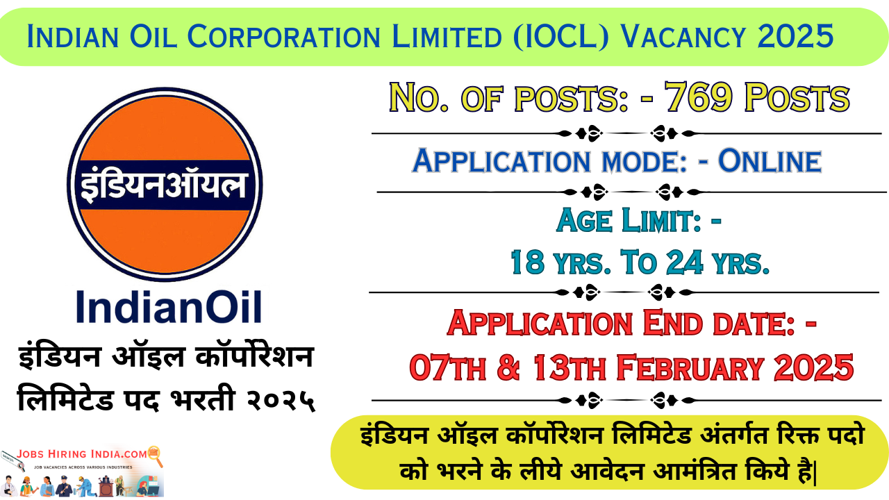 Indian Oil Corporation Limited (IOCL) Vacancy 2025